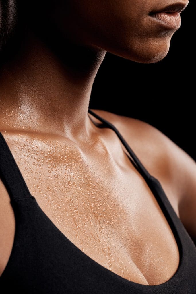 Fitness, sweat and chest